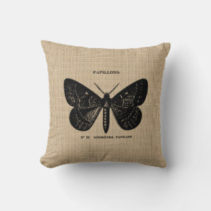 Vintage French Butterfly Pillow