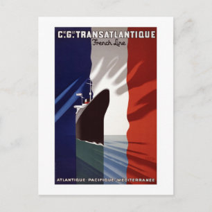 "Vintage French C.G. Transatlantique Ship Line" Postcard
