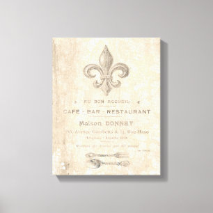 Vintage French CAFE sign stretched canvas