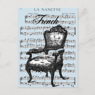Vintage French Chair and Music Postcard