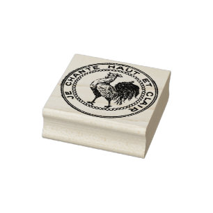Vintage French Chanticleer Rooster Haut et Clair Rubber Stamp
