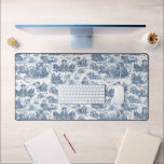 Vintage French Chariot of Dawn Toile de Jouy-Blue Desk Mat<br><div class="desc">Beautifully reconstructed seamless vintage French toile de jouy pattern inspired by Guido Reni's sculpture Le Char de L'Aurore ca 1790 copperplate engraving on textile. This intricate pattern features scenes of Greek gods and goddesses,  temples,  exotic animals,  mythical sea creatures and fantasy landscapes.</div>