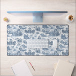 Vintage French Chariot of Dawn Toile de Jouy-Blue Desk Mat<br><div class="desc">Beautifully reconstructed seamless vintage French toile de jouy pattern inspired by Guido Reni's sculpture Le Char de L'Aurore ca 1790 copperplate engraving on textile. This intricate pattern features scenes of Greek gods and goddesses,  temples,  exotic animals,  mythical sea creatures and fantasy landscapes.</div>