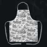 Vintage French Chariot of Dawn Toile de Jouy-Grey Apron<br><div class="desc">Beautifully reconstructed seamless vintage French toile de jouy pattern inspired by Guido Reni's sculpture Le Char de L'Aurore ca 1790 copperplate engraving on textile. This intricate pattern features scenes of Greek gods and goddesses,  temples,  exotic animals,  mythical sea creatures and fantasy landscapes. Strap colour is customisable.</div>