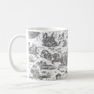 Vintage French Chariot of Dawn Toile de Jouy-Grey Coffee Mug