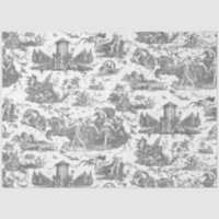 Vintage French Chariot of Dawn Toile de Jouy-Grey