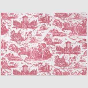 Vintage French Chariot of Dawn Toile de Jouy-Pink Tissue Paper