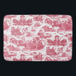 Vintage French Chariot of Dawn Toile de Jouy-Red Bath Mat<br><div class="desc">Beautifully reconstructed seamless vintage French toile de jouy pattern inspired by Guido Reni's sculpture Le Char de L'Aurore ca 1790 copperplate engraving on textile. This intricate pattern features scenes of Greek gods and goddesses,  temples,  exotic animals,  mythical sea creatures and fantasy landscapes.</div>