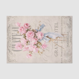 Vintage French Chateau Grand Hotel Pink Florals Tissue Paper