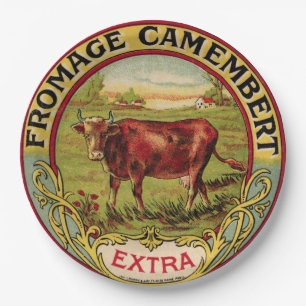 Vintage French Cheese with Dairy Cow Picnic Plate