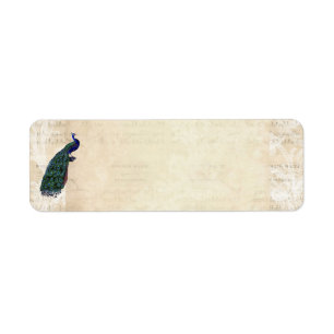 Vintage French Chic Blue Peacock Address Label Return Address Label