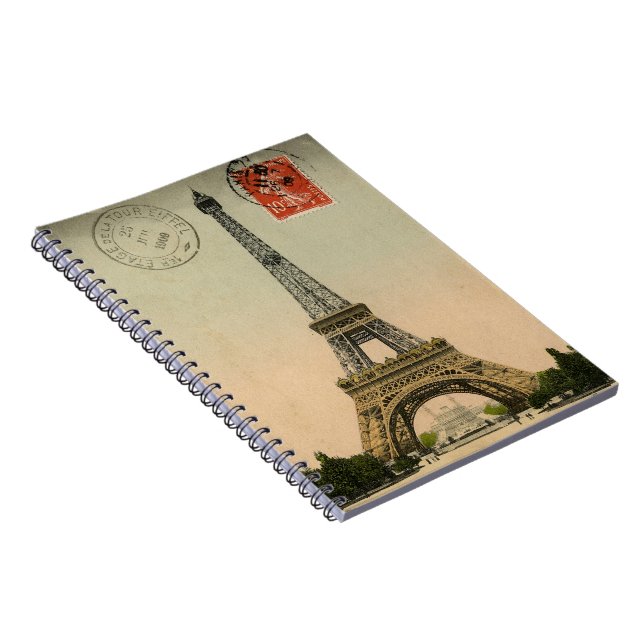 Vintage French Chic Eiffel Tower Paris Postcard Notebook (Right Side)