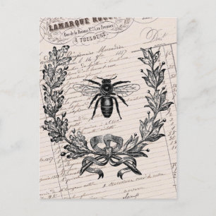 Vintage French Chic Honey Bee Postcard