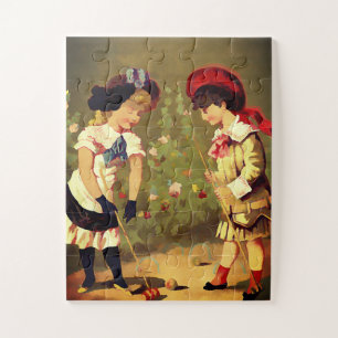 Vintage French  children - croquet Jigsaw Puzzle