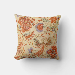 Vintage French Chintz Floral Antique Terracotta Cushion