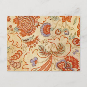 Vintage French Chintz Floral Antique Terracotta Postcard