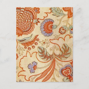 Vintage French Chintz Floral Antique Terracotta Postcard
