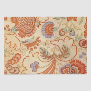 Vintage French Chintz Floral Antique Terracotta Tissue Paper