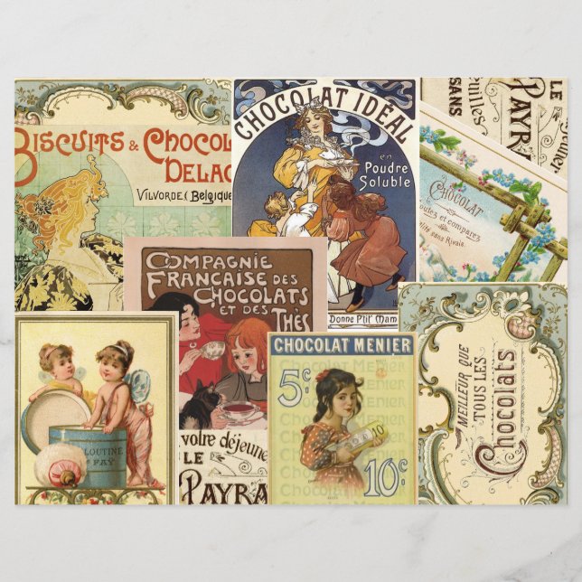 Vintage French Chocolate Ad Collage Scrapbook (Front)