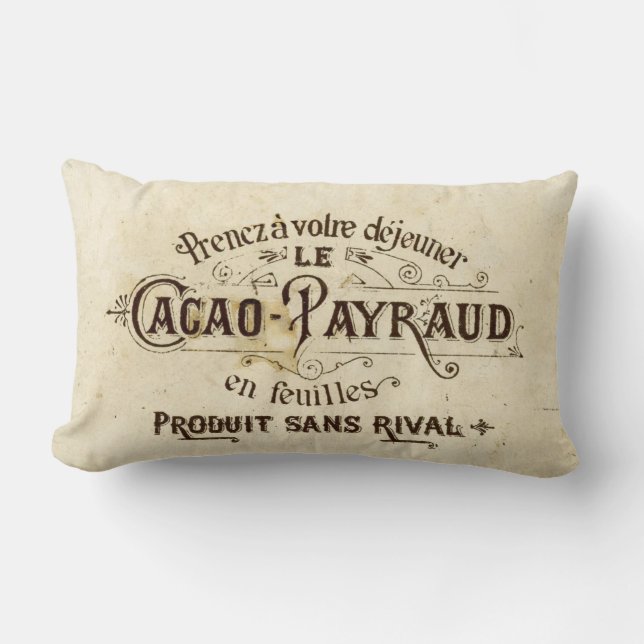 Vintage French Chocolate Lumbar Cushion (Front)