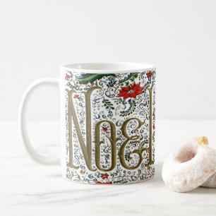 vintage french christmas poinsettia joyeux noel coffee mug