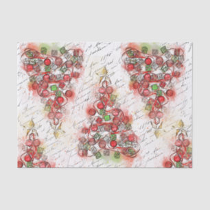 Vintage French Christmas Tree (Watercolor) Tissue Paper