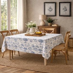  Vintage French Country "Blue Toile de Jouy " Tablecloth