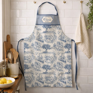 Vintage French Country Blue Toile Personalised Apron