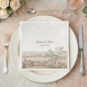 Vintage French Country Toile Wedding  Napkin