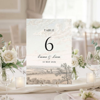 Vintage French Country Toile Wedding Table Number