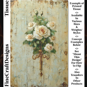 Vintage French Cream &White Roses CW2 Decoupage Tissue Paper