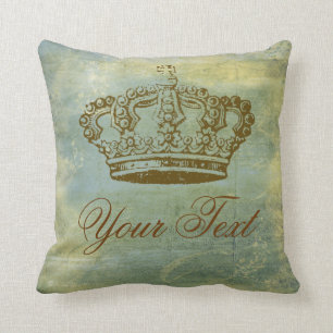 Vintage French Crown Design Square Throw Pillow
