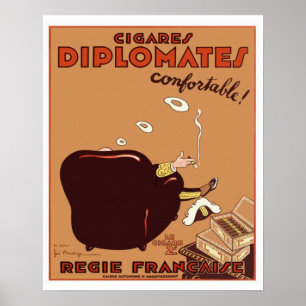 Vintage French Diplomates Cigar Poster