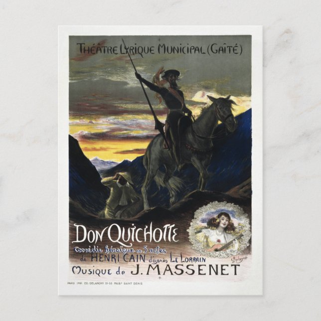 Vintage French Don Quixote Opera Postcard (Front)