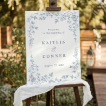Vintage French Dusty Blue Wedding Welcome Sign