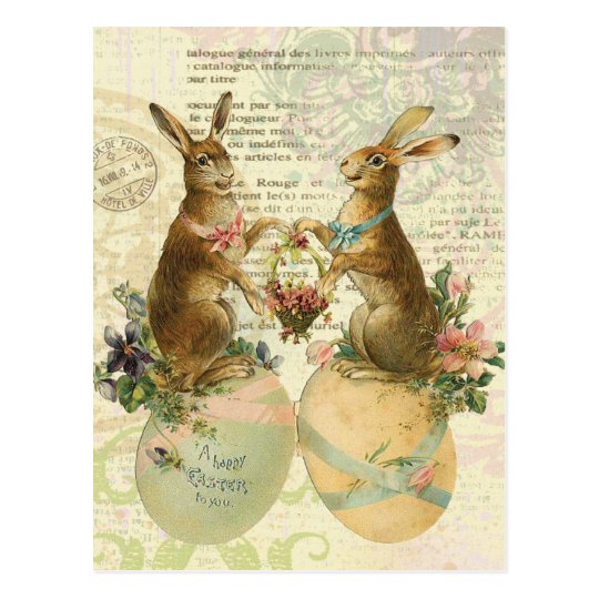 Vintage French Easter Bunnies postcard