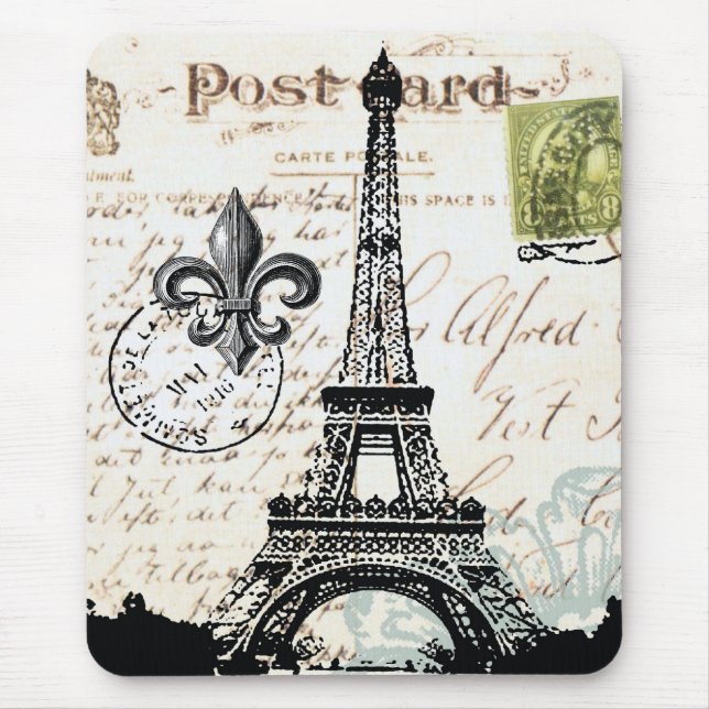 Vintage French Eiffel Tower mousepad (Front)