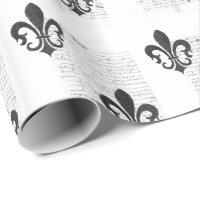 Vintage French Ephemera B & W Fleur De Lis