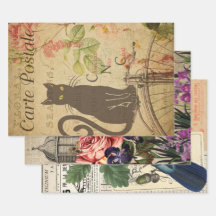 Vintage French Ephemera  Decoupage Collage Three