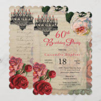 Vintage French Ephemera Floral 60th Birthday Party