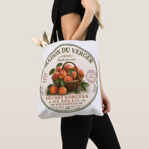 Vintage French Farmers Market Peaches Tote Bag