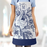 Vintage French Farmhouse Peony Monogram Navy Blue Apron<br><div class="desc">Personalise this chic,  modern adult apron with your monogram! This elegant apron has your custom initials on a gorgeous navy blue floral peony vintage french farmhouse design.</div>