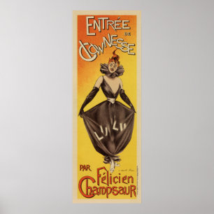 Vintage French female clown act vertical banner Poster