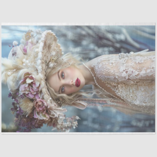 Vintage French Flapper Style Lady Decoupage Tissue Paper (Front)