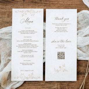 Vintage French Floral Beige Tan Toile Wedding Menu