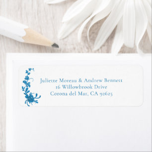 Vintage French Floral Blue Elegant Save the Date Return Address Label