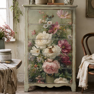 Vintage French Floral Decoupage Peonies and Roses Tissue Paper
