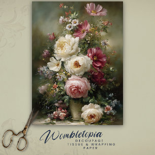 Vintage French Floral Decoupage Peonies and Roses  Tissue Paper