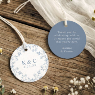 Vintage French Floral Dusty Blue Toile Wedding Favour Tags