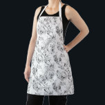 Vintage French Floral Fantasy Toile-Black Apron<br><div class="desc">Elegant vintage 19th century black-on-white toile pattern adapted from a French drawing in the Smithsonian collection featuring fantasy flowers,  leaves and vines with a cupid,  indigenous warrior and human figures. Strap color is customizable.</div>